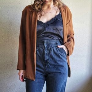 Zara Woman Brown Lyocell Relaxed Blazer Small